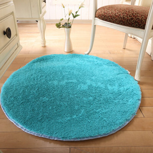 丝毛圆形地毯健身瑜伽地垫吊篮电脑椅垫 客厅卧室可爱床边地毯垫
