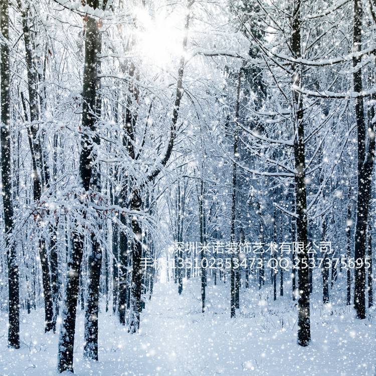 無紡布牆紙大型pvc壁紙壁畫飄雪冬天風景 酒店賓館沙發餐廳背景牆