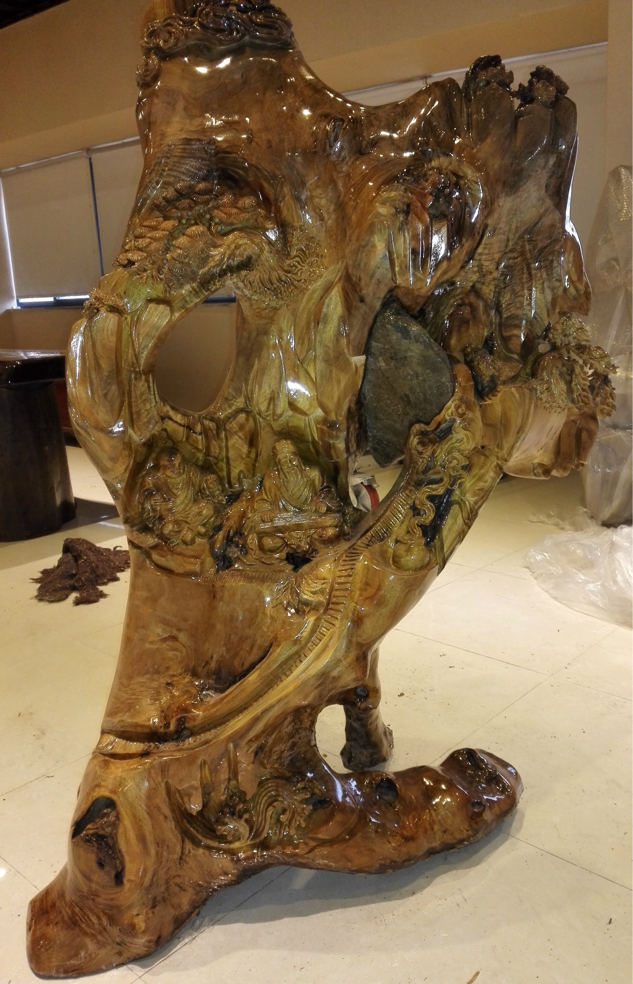 小叶桢楠观音 金丝楠木 原木大板茶桌 红木办公桌 客厅接待大班台