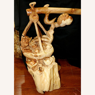 藏宝涂根艺 太行山崖柏弥勒佛 根雕工艺品 《称心如意》d1636