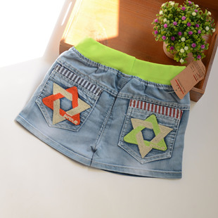 2015夏款新品牛仔童裤 中小男童牛仔短裤 儿童立体绣花六角星裤子