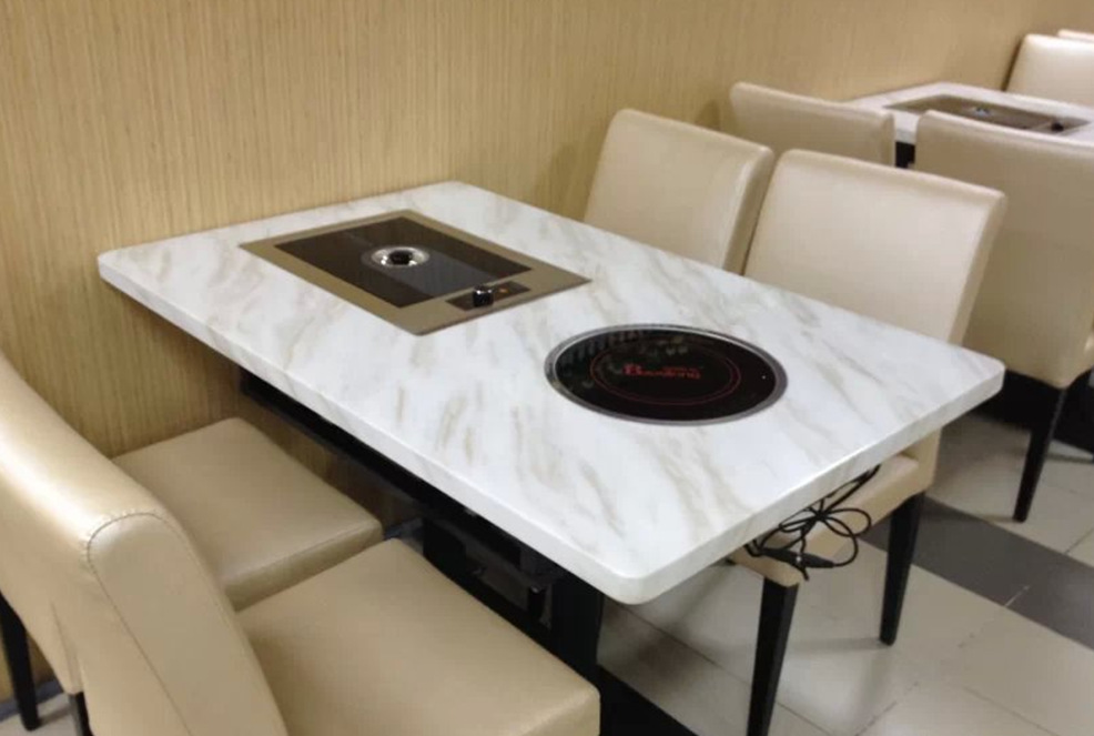 直销大理石无烟火锅桌 4人位火锅桌餐厅专用火锅桌可随心定制