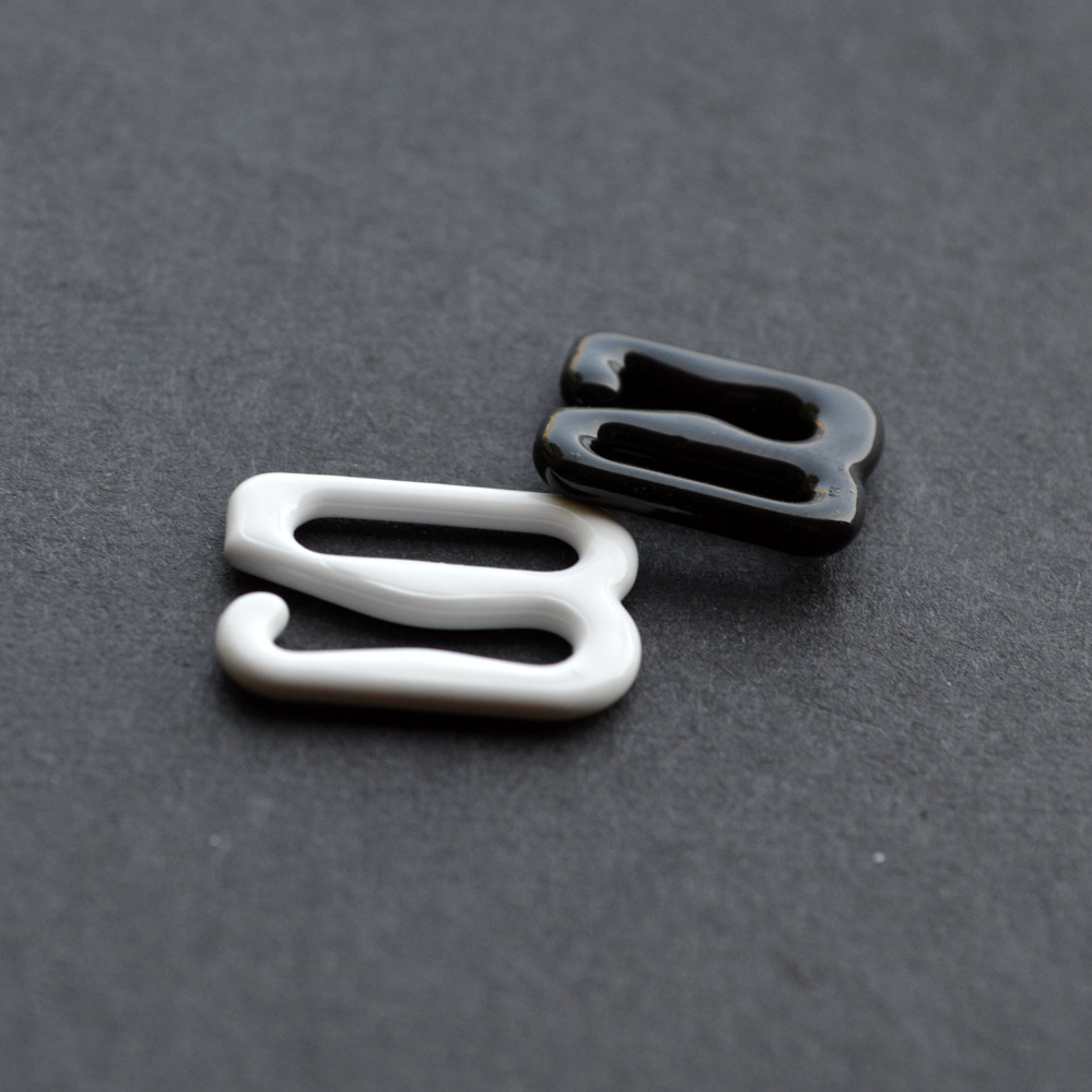 志禾现货 高档铁包胶黑色白色9字扣 调节扣 内衣文胸扣 可染色
