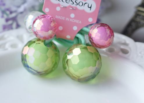 韩国进口儿童发绳饰品头饰 女童头绳韩版公主五彩串球水晶球发饰