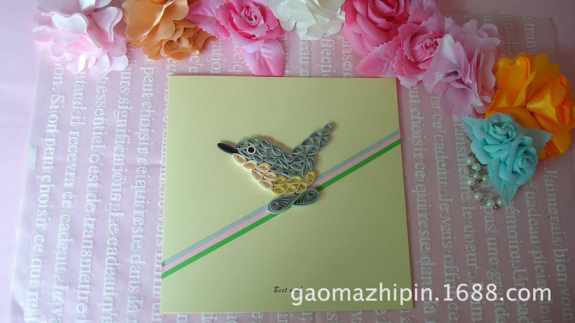 廠家直銷衍紙賀卡 diy手工立體卡片 quilling card 啄木鳥