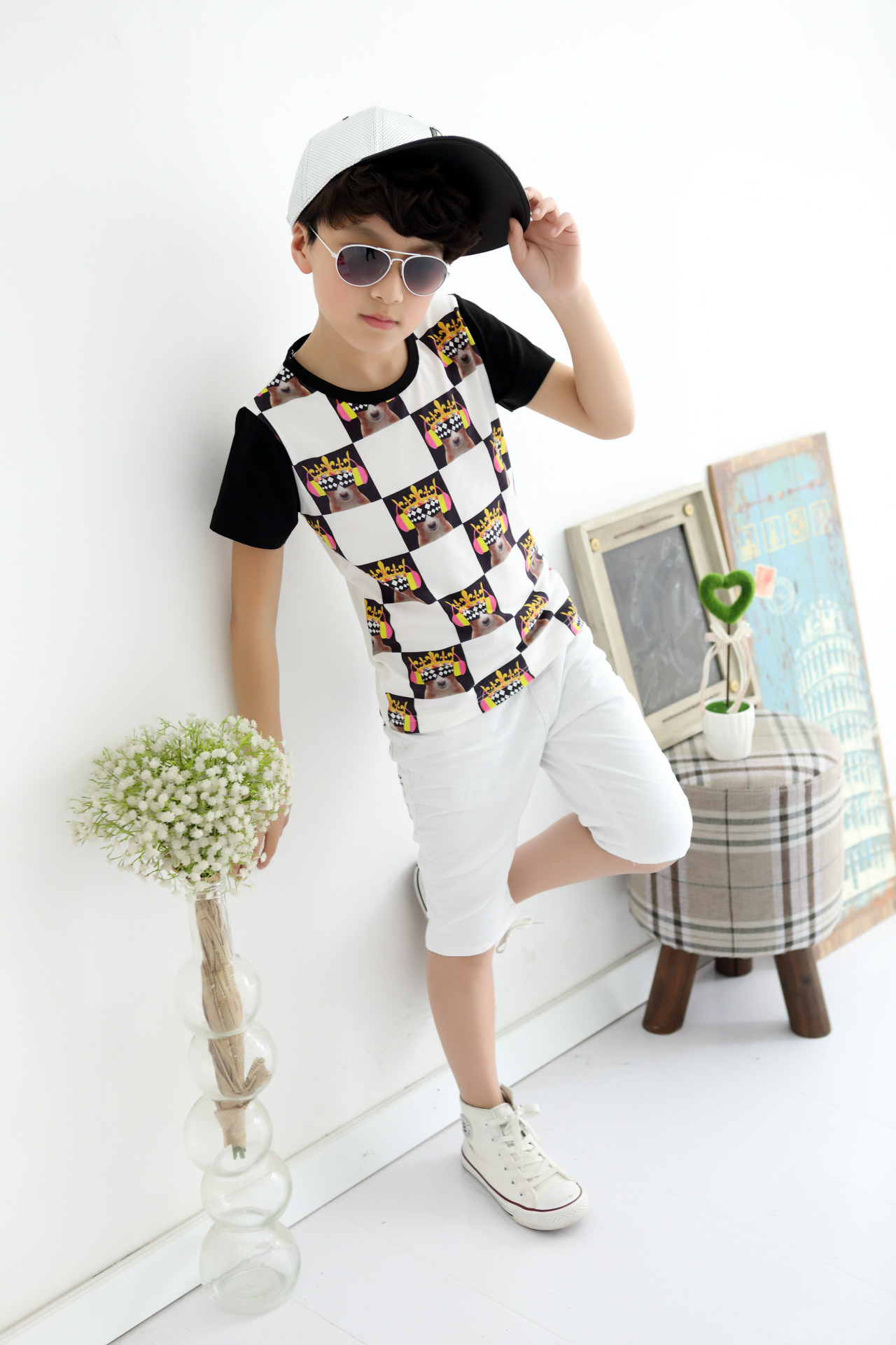 外贸品牌童装一件代发 韩版原单圆点男童装 儿童t恤短袖