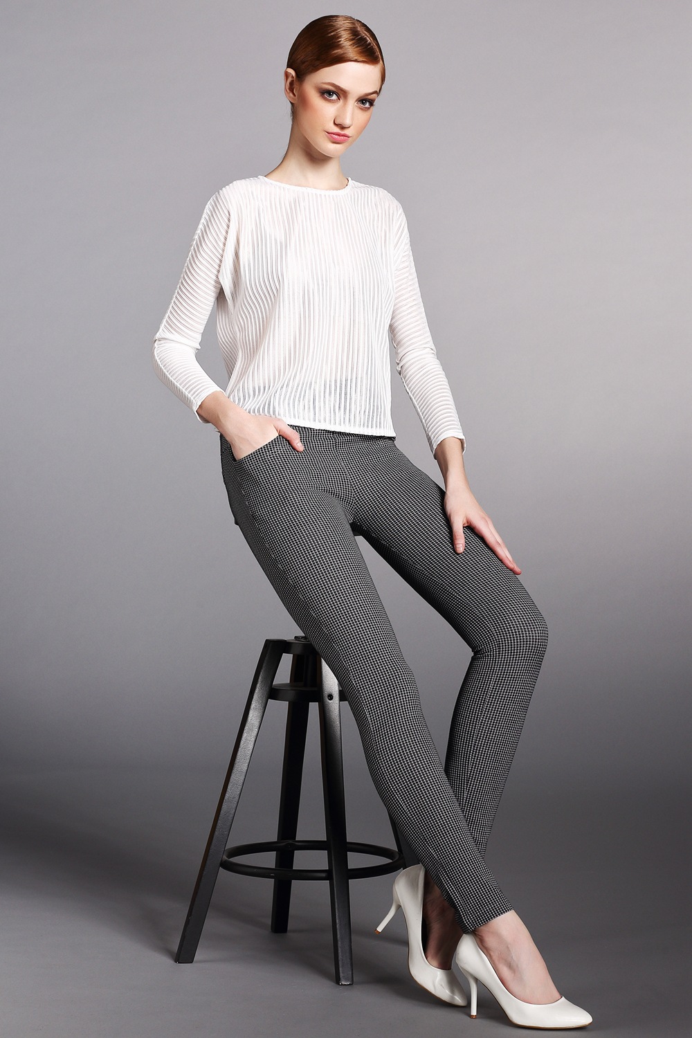 欧洲站女式外穿打底裤2015秋季新款格子弹力小脚裤高档潮女裤批发