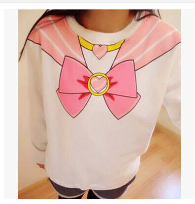 特价原宿zipper spank超萌软妹美少女战士蝴蝶结水手领加绒卫衣a