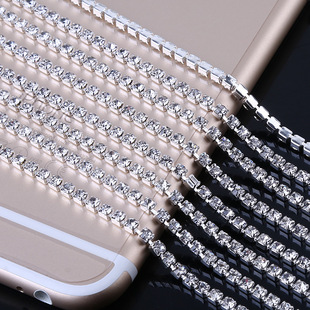精品爪链水钻/银底加密diy/爪钻链条/抓链手机贴钻链批发