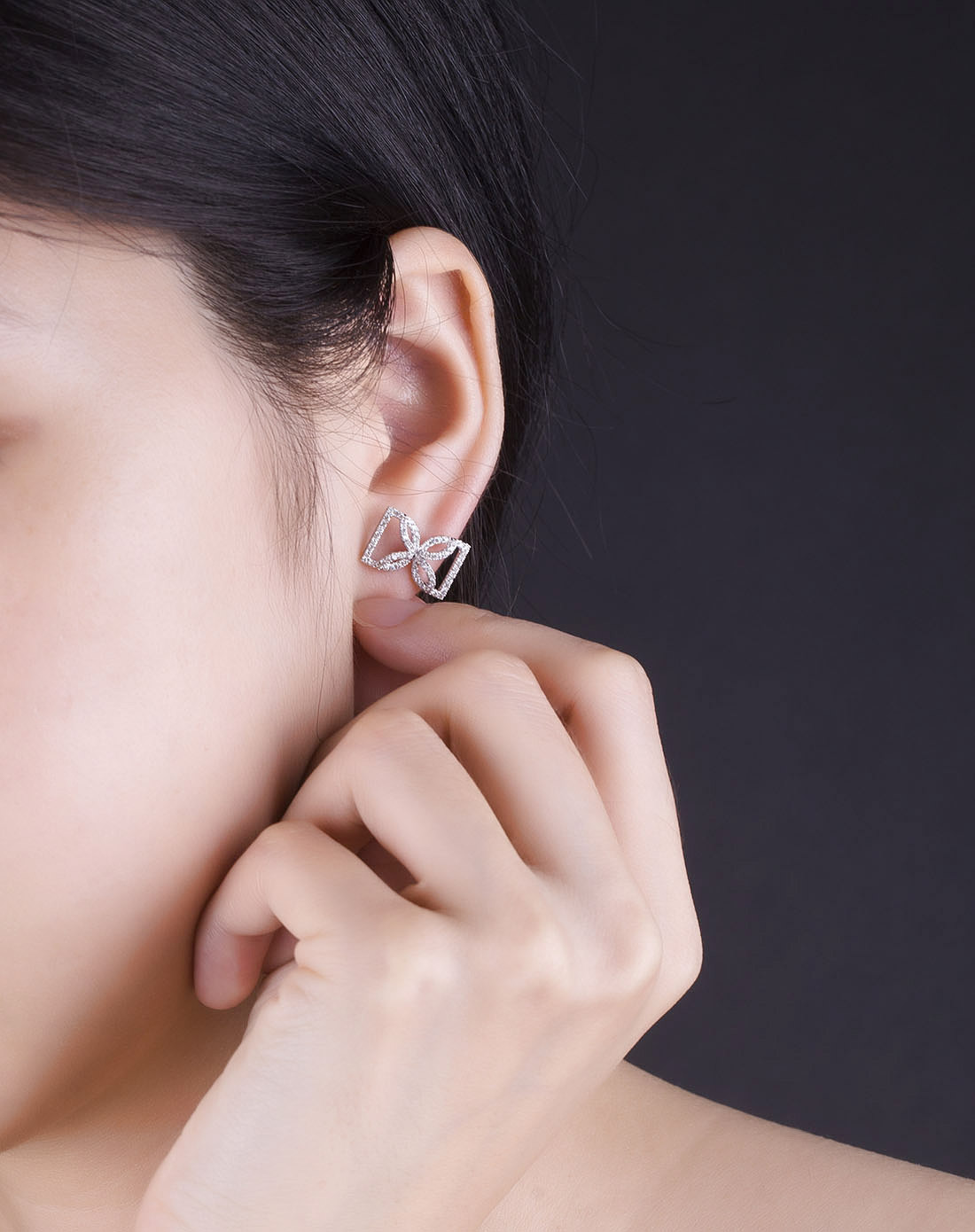 鑫万福 18k金南非钻石耳钉/女式耳环 精致耳坠