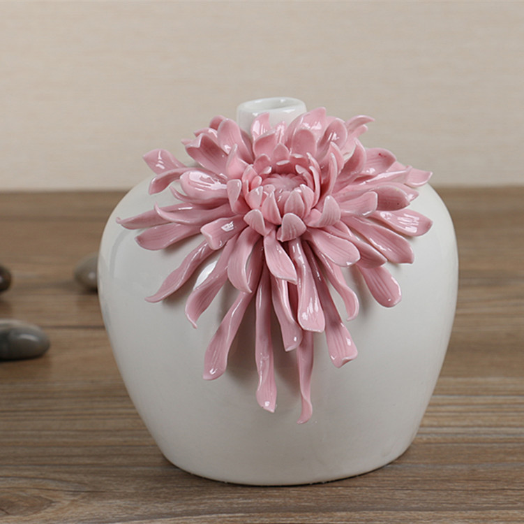 陶瓷菊花小花瓶 现代时尚花瓶 装饰品 摆件 陶瓷工艺品 插花