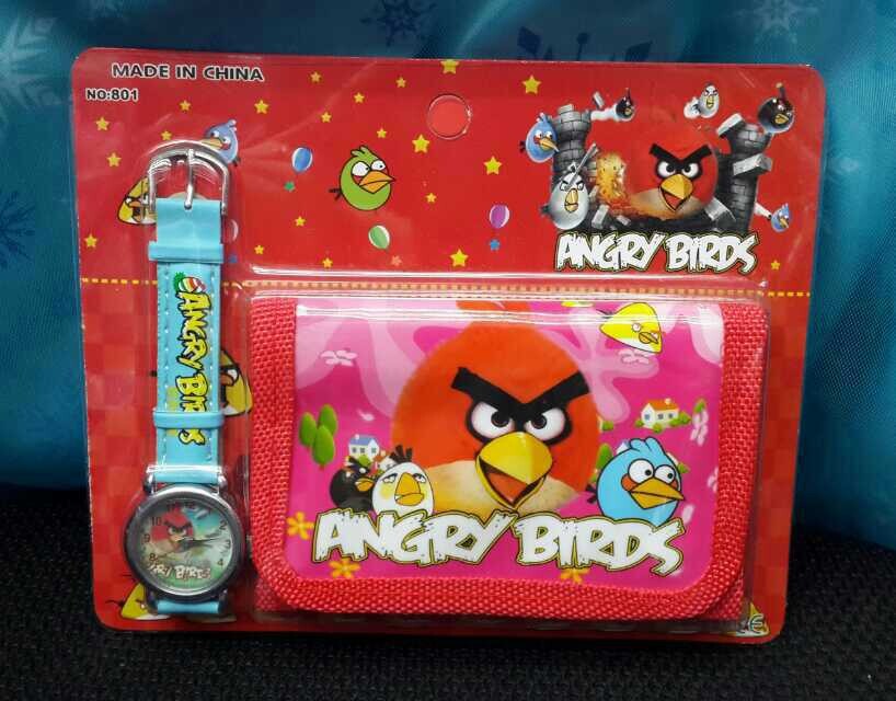 angrybirds憤怒的小鳥卡通手錶錢包套裝培養兒童存錢獎品生日禮物