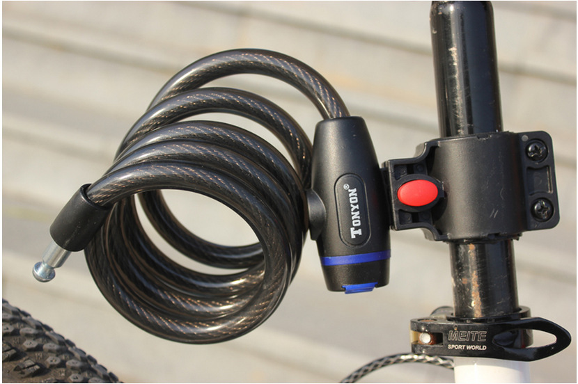 批发通用ty588锁 自行车山地车锁钢丝锁/圈锁 山地车装备配件390g