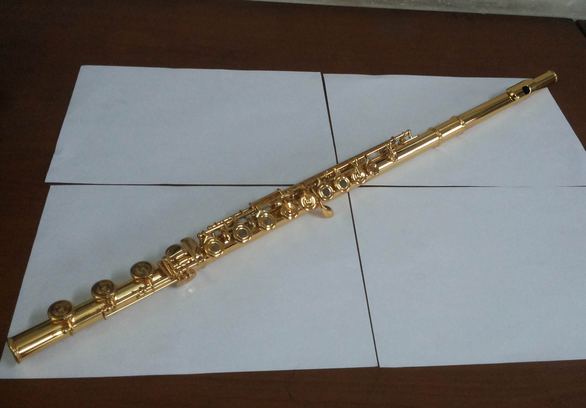 高档演奏级考级长笛 c调e键17孔开孔 仿金 漆金 乐器 漆金长笛