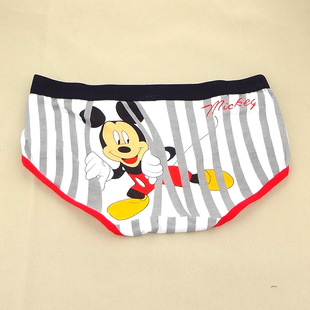 1060可爱竖条纹米老鼠纯棉女士内裤 全三角裤批发 莱卡棉一件代发