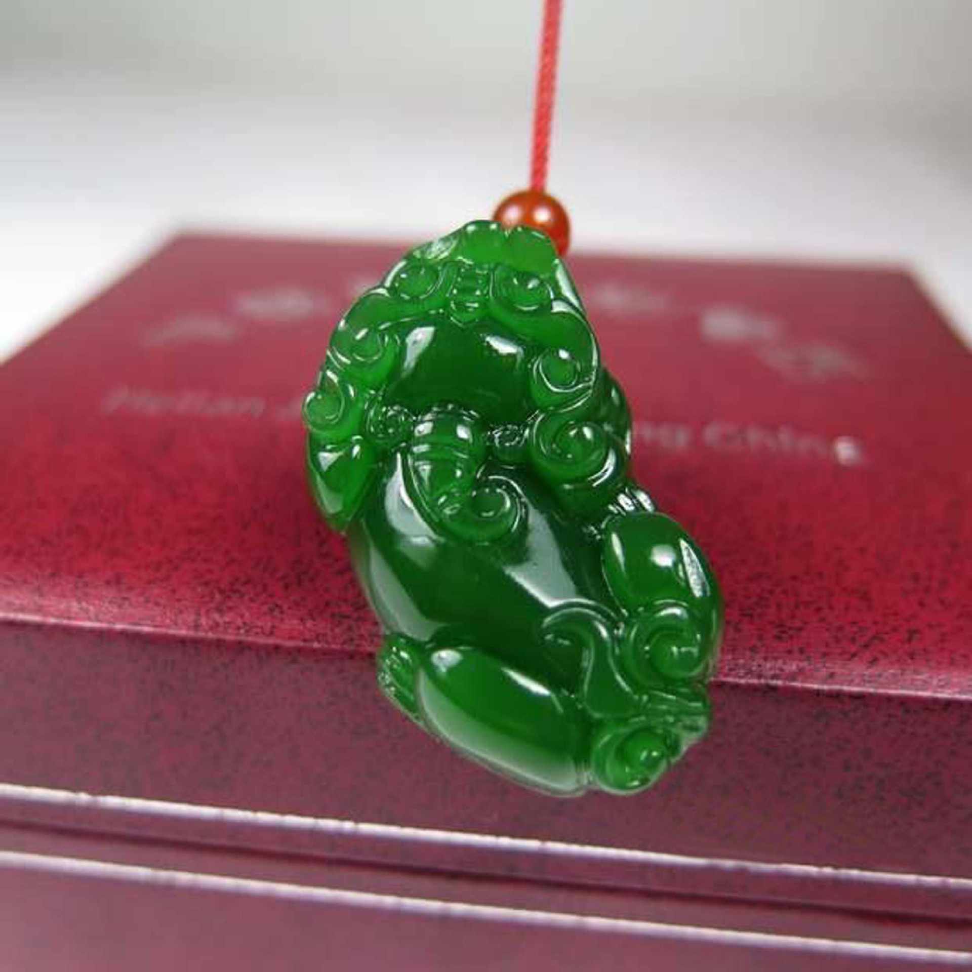 玉轩天下 新疆和田玉碧玉貔貅吊坠 菠菜绿外蒙料貔貅挂件