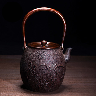龟寿堂 京都兰纹铁瓶铸铁壶 日本南部关西老铁壶铸铁茶壶功夫茶具