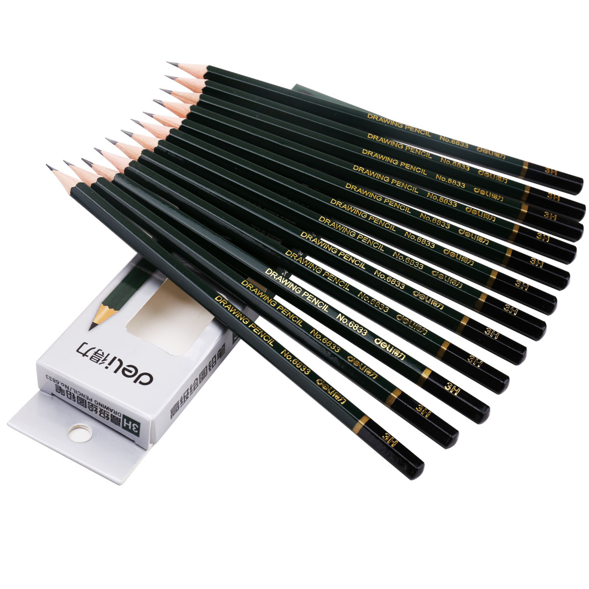 得力6833-3h素描铅笔 工程图纸设计绘画铅笔 美术绘画硬性铅笔
