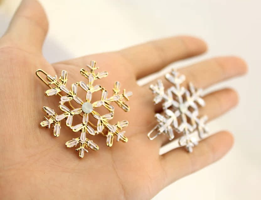 a162 创意森系手工复古萌可爱潮发饰 小清新雪花发夹头饰女款闺蜜图片