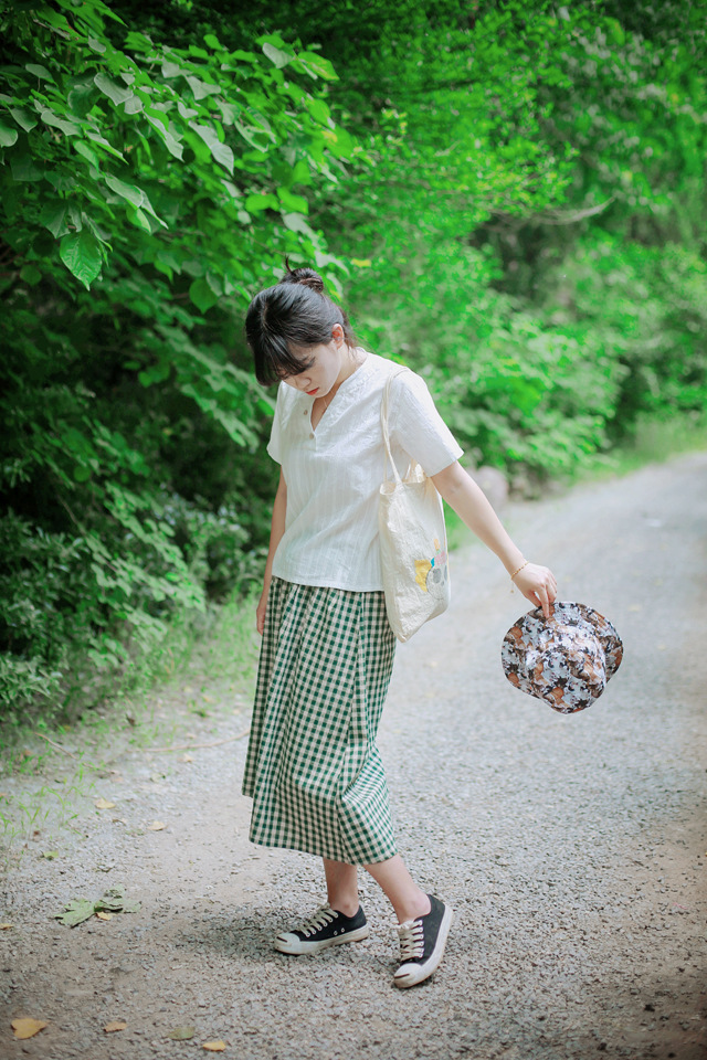 服裝鞋帽箱包,鐘錶眼鏡 女裝 半身裙 新款回憶森林系原創女裙子 格子