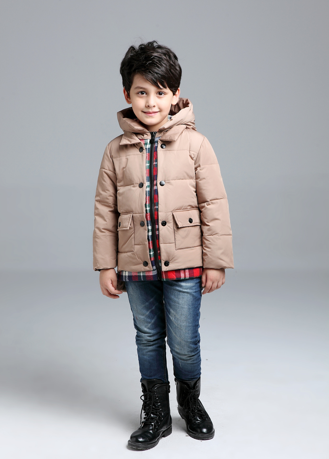 2015冬季爆款童羽绒服 韩版儿童连帽羽绒服男童拼色中长款羽绒服