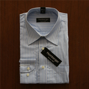 homeberger2015新款男士春秋修身条纹衬衫化纤类混纺
