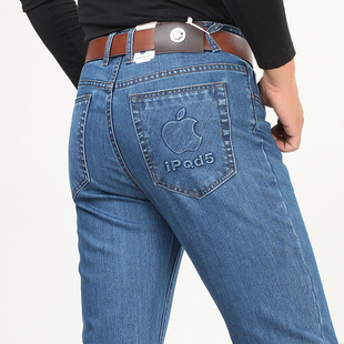 苹果水洗牛仔裤