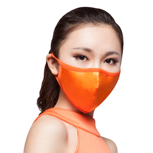 女款 橙色 pm2.5口罩 100%蚕丝 防雾霾口罩 真丝