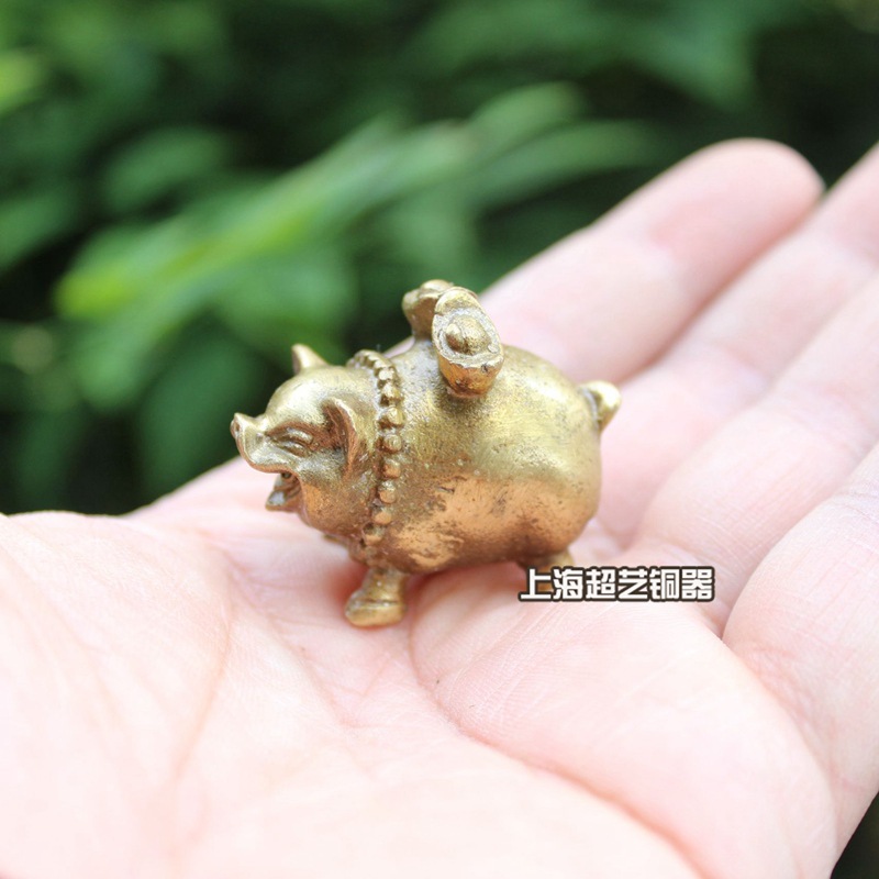 超级无敌小猪猪迷你纯铜猪摆件实心风水家居装饰品十二生肖元宝猪