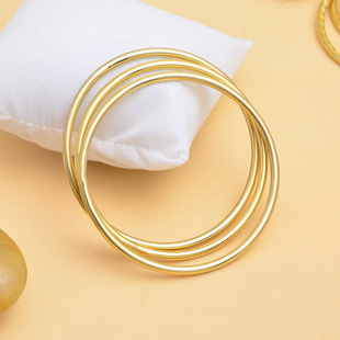 黄金光面3mm手镯女士 18k镀金千足金实心镯子结婚首饰 免费加盟