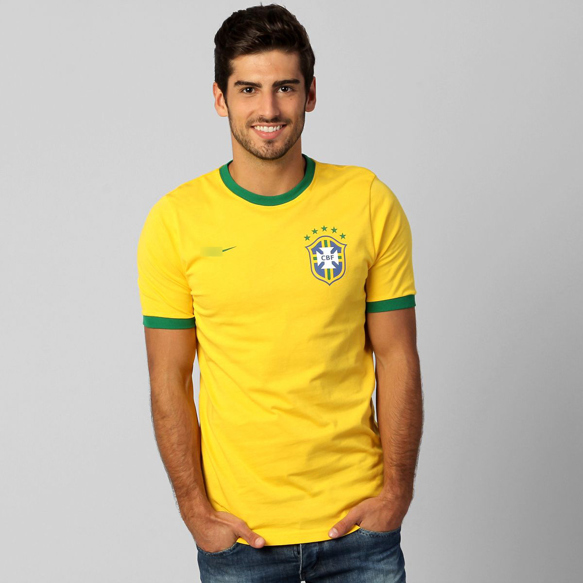 完美品相 钩子家五星巴西队球服 2015新品t恤男士五星印花t恤3141图片