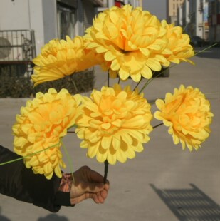 超低价 殡葬用品清明祭祀把花7头 14厘米菊花仿真花河北厂家批发