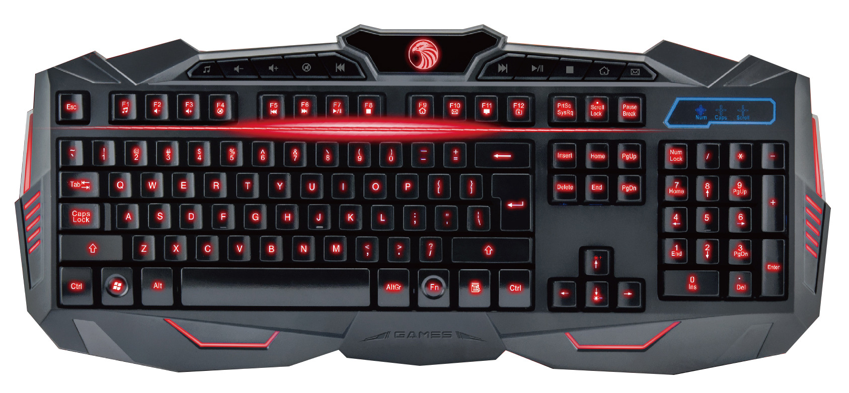 新款 如意鸟炼狱王k20 三色背光键帽字体发光usb有线单键盘批发