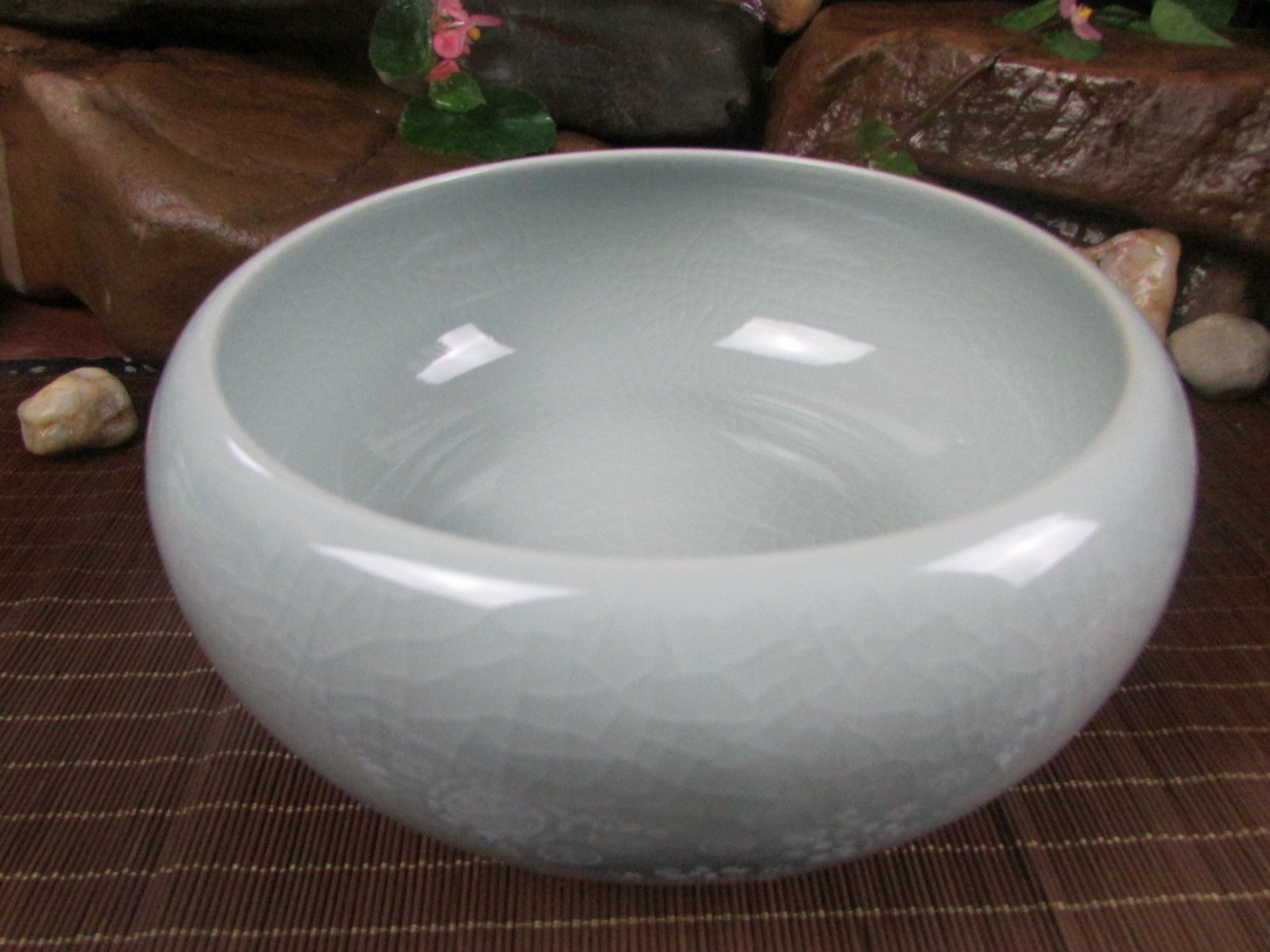 高档功夫茶具 汝窑开片笔洗杯洗 创意陶瓷 茶道配件 8寸茶洗