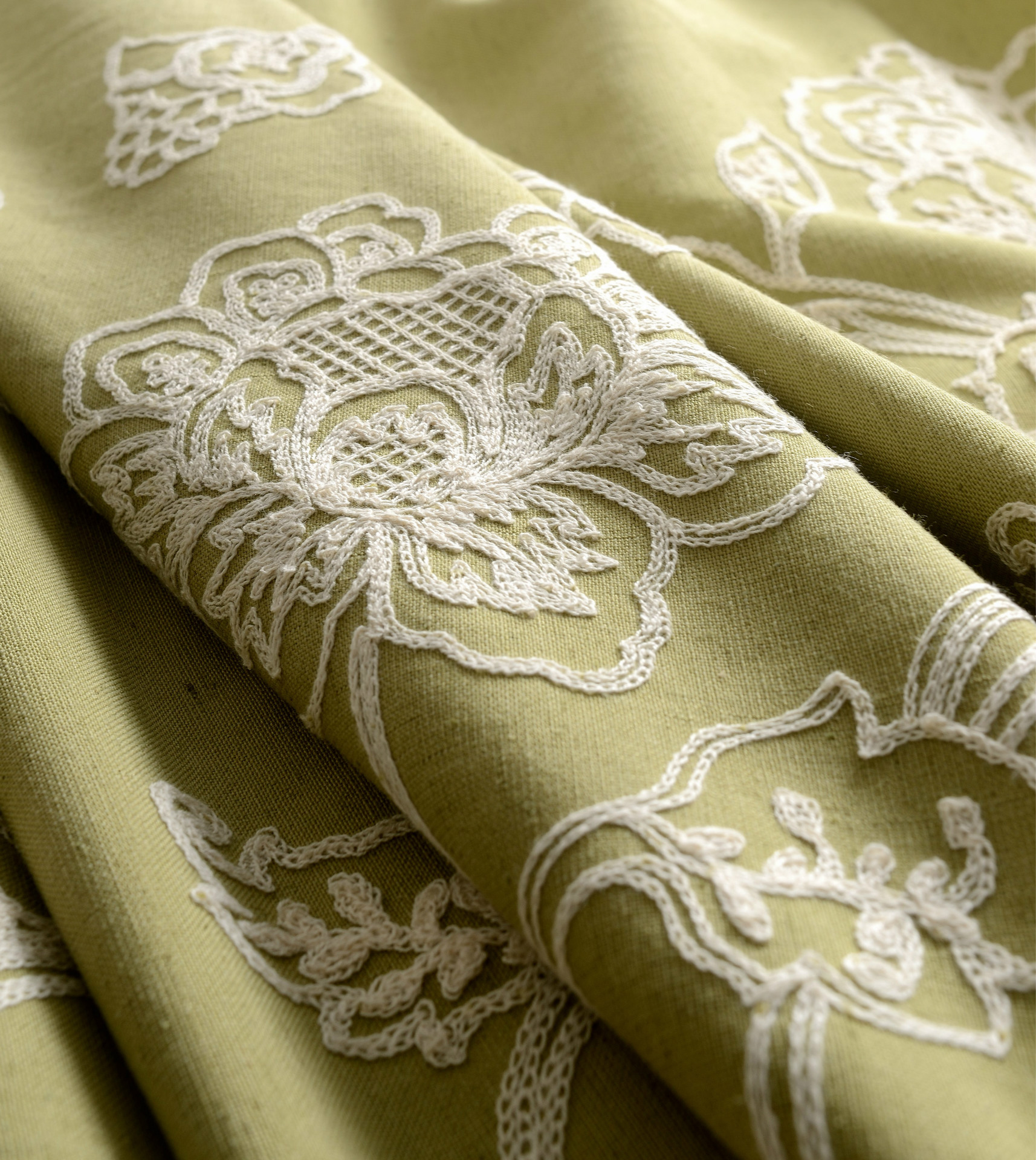 【国色】新款棉麻窗帘 棉线绣花窗帘 立体绣花 配套窗纱