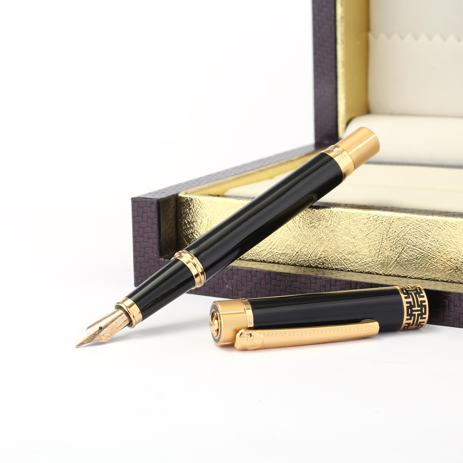 厂家直销批发 正品英雄钢笔 1316aep 14k 镀金黑亮高级金笔