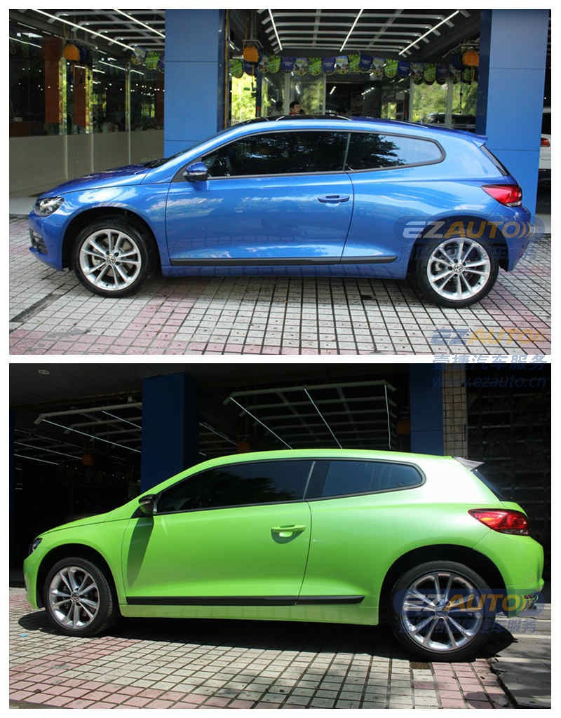 杭州改色|杭州汽车贴膜|杭州车身改色,大众尚酷全车贝壳绿