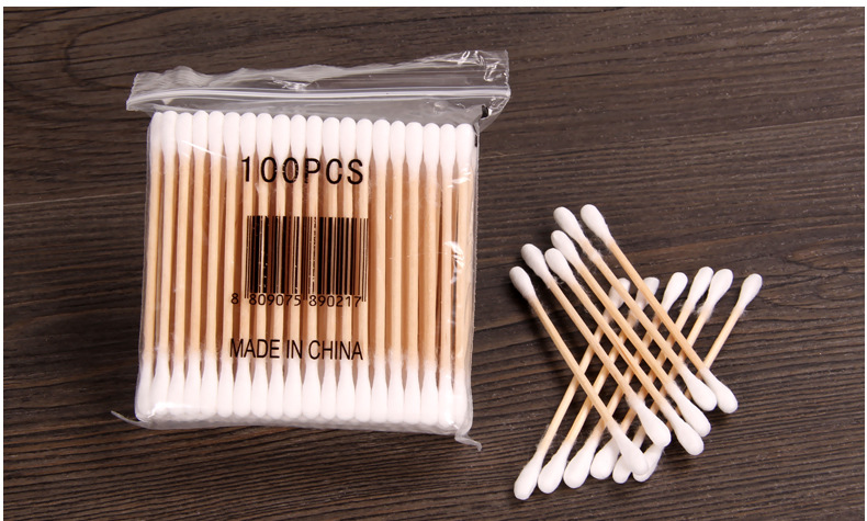 高档卫生棉签 双头医用棉签批发美容化妆棉棒100%纯棉 100支袋装