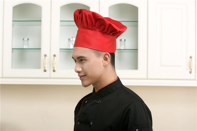 厨师帽 厨师长高帽 后厨员工帽子男女厨师帽 餐厅饭店厨师工作帽