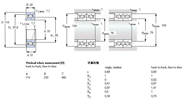 【庫存現貨】7014c軸承,日本ntn原裝進口7014c單列角接觸球軸承