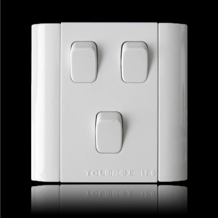 tcl国际电工开关插座正品86型l2.0系列雅白开关面板三开双控开关