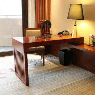 星级酒店客房书桌 办公桌 写字台 电脑桌 板木结合 东南亚