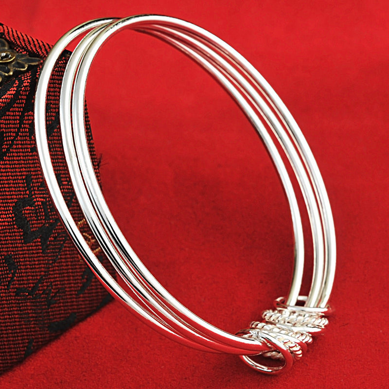 福建莆田厂家纯银批发 s990纯银手镯 韩版连环圈手镯
