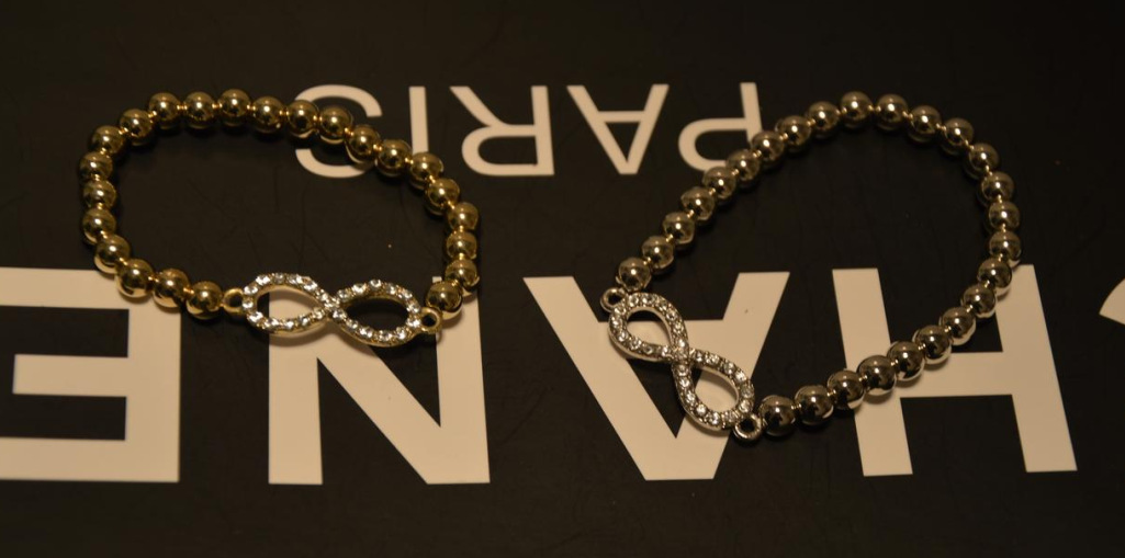 批发 街拍 幸运罗马数字8 镶钻大8字玫瑰金手链 弹性手链