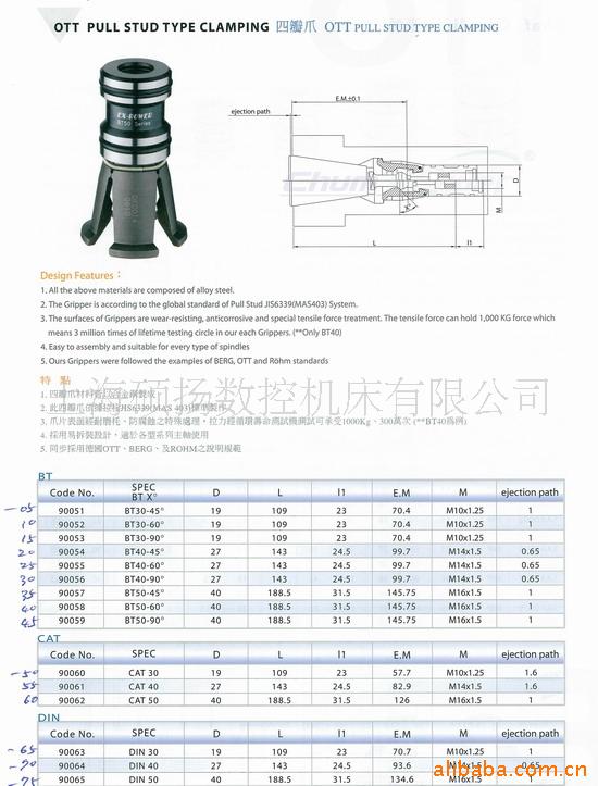 供应加工中心主轴专用四瓣爪/拉刀爪bt30/40/50各种规格