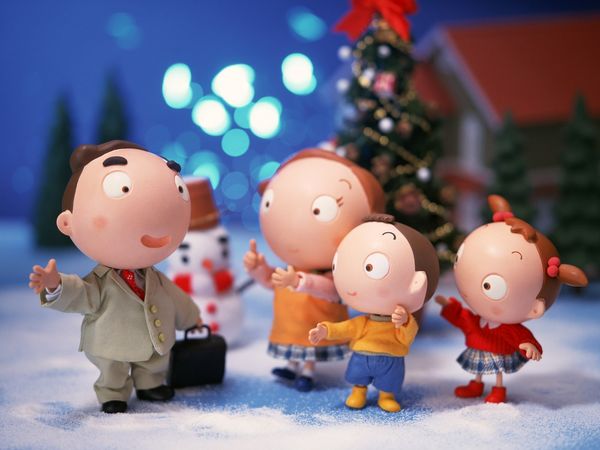 小娃娃幸福居家生活装饰画